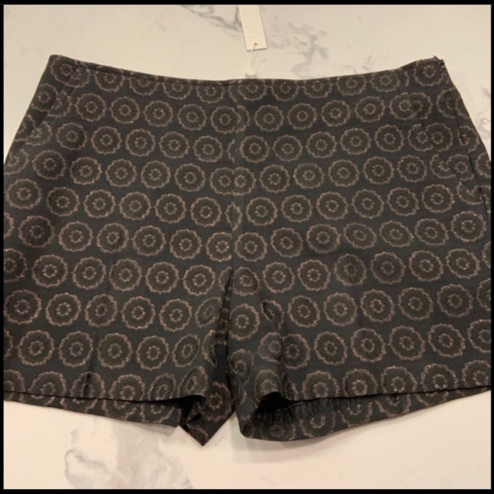 Trina Turk Black and Gold Metallic Shorts